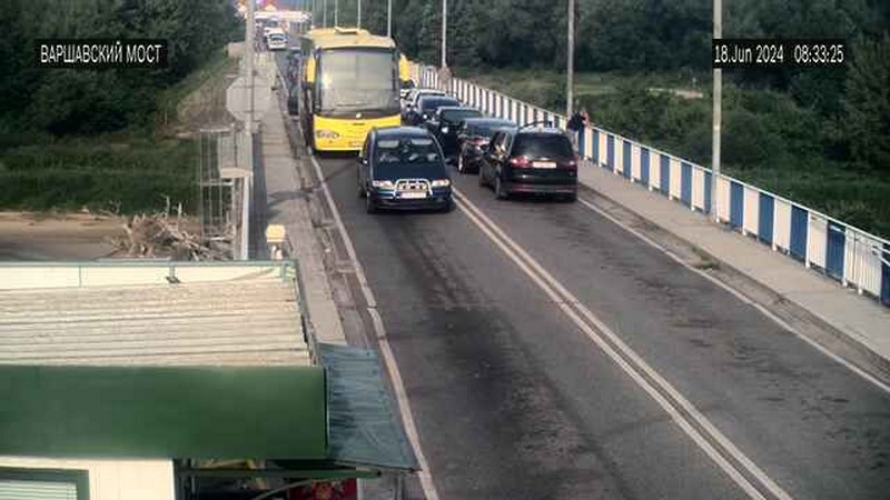 Очередь на границе Беларуси и Польши 18 июня 2024 года. Скриншот записи видеокамеры