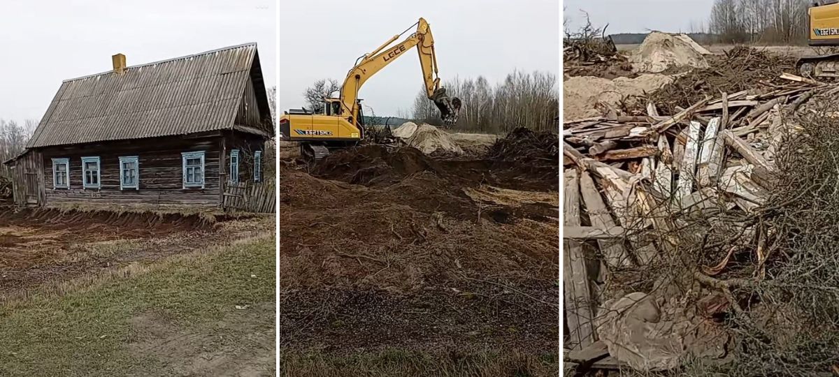 Бесхозный дом в Ганцевичском районе, который зарыли в землю. Коллаж BGmedia