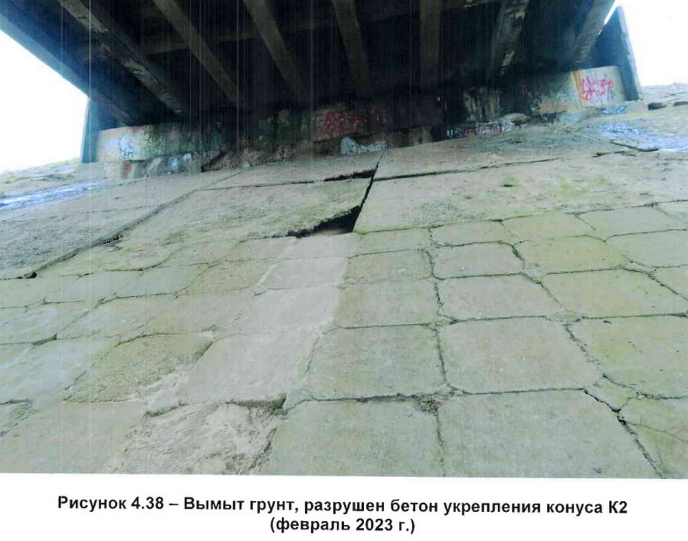 Разрушение укрепления моста через Мухавец в Бресте. Фото из отчета «БелдорНИИ»