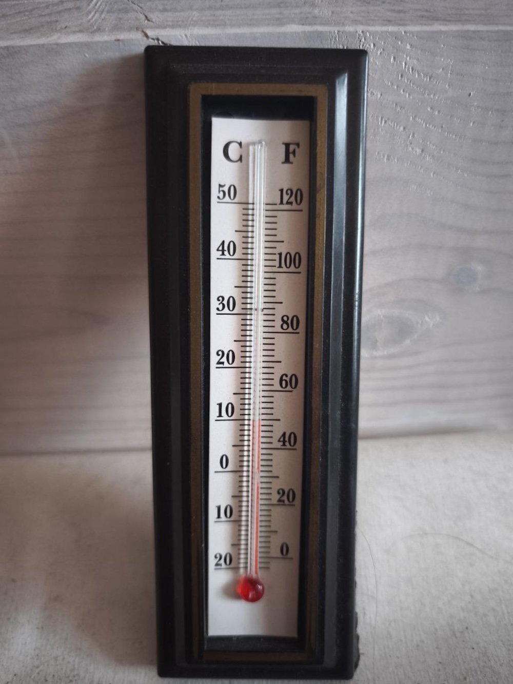 Градусник показывает температуру в одной из комнат жилого дома по ул. Ленинской в деревне Ганцевичи Борисовского района.