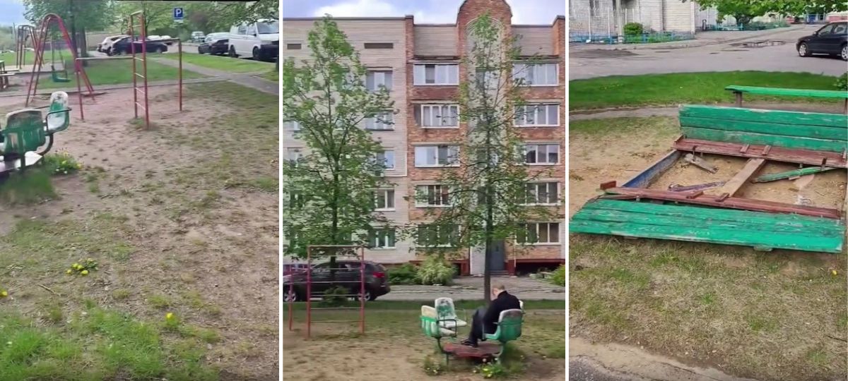 Детская площадка в Борисове на улице Каминского. Коллаж BGmedia