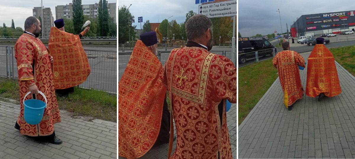 В Пинске священники освятили путепровод на улице Солнечной. Коллаж BGmedia